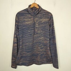 Nike Dri-Fit Quarter Zip Shirt w/ Thumb Holes Metallic Long Sleeve